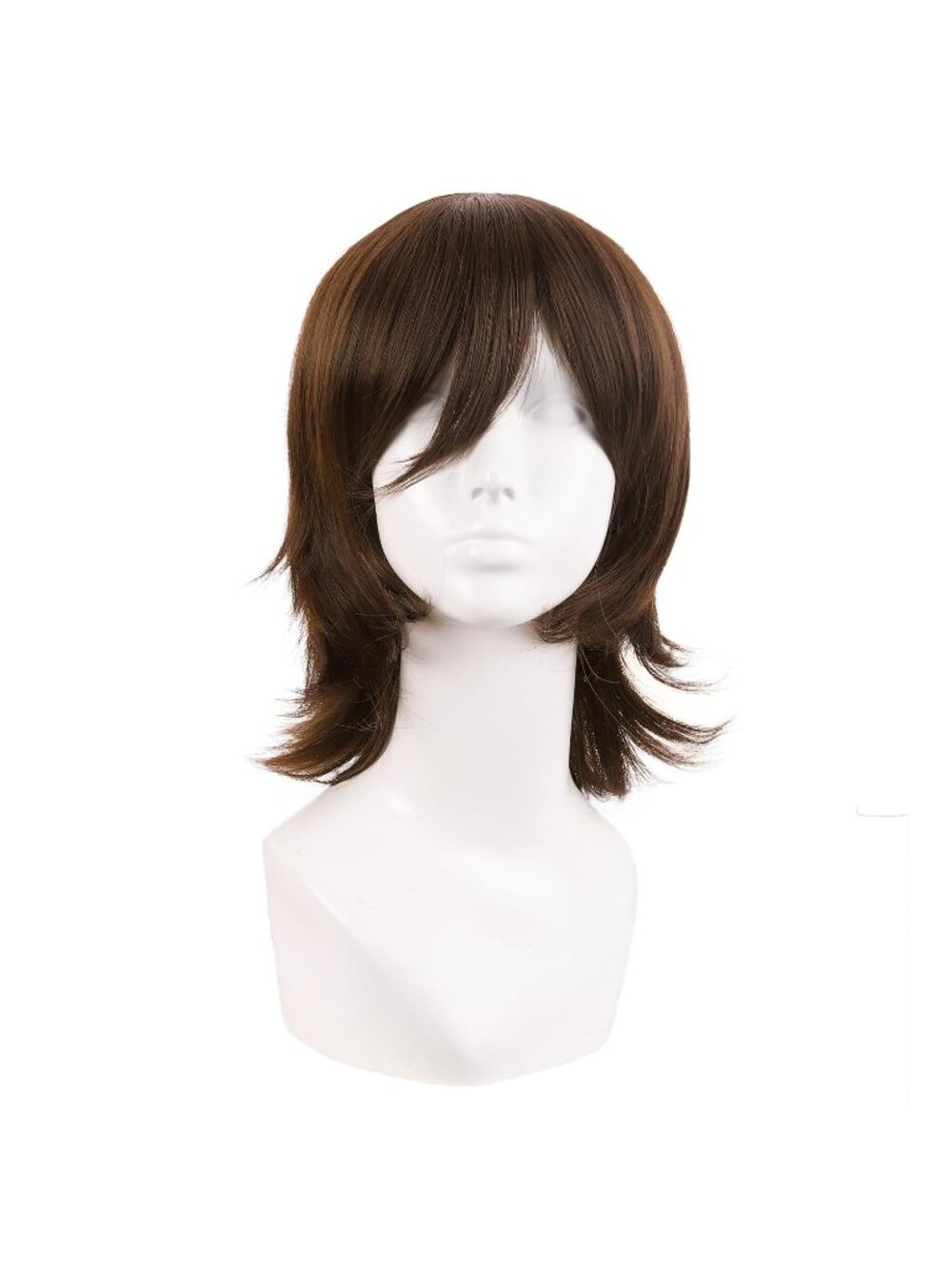 Women's Blue 14 Inch Short Wolf Tail Side Synthetic Curly Wig Bangs